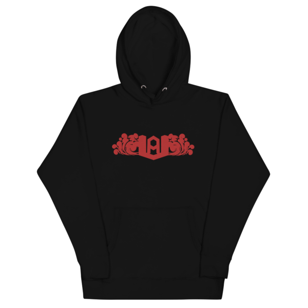 unisex-premium-hoodie-black-front-6626e180666b4.png Red Logo Embroid Hoodie